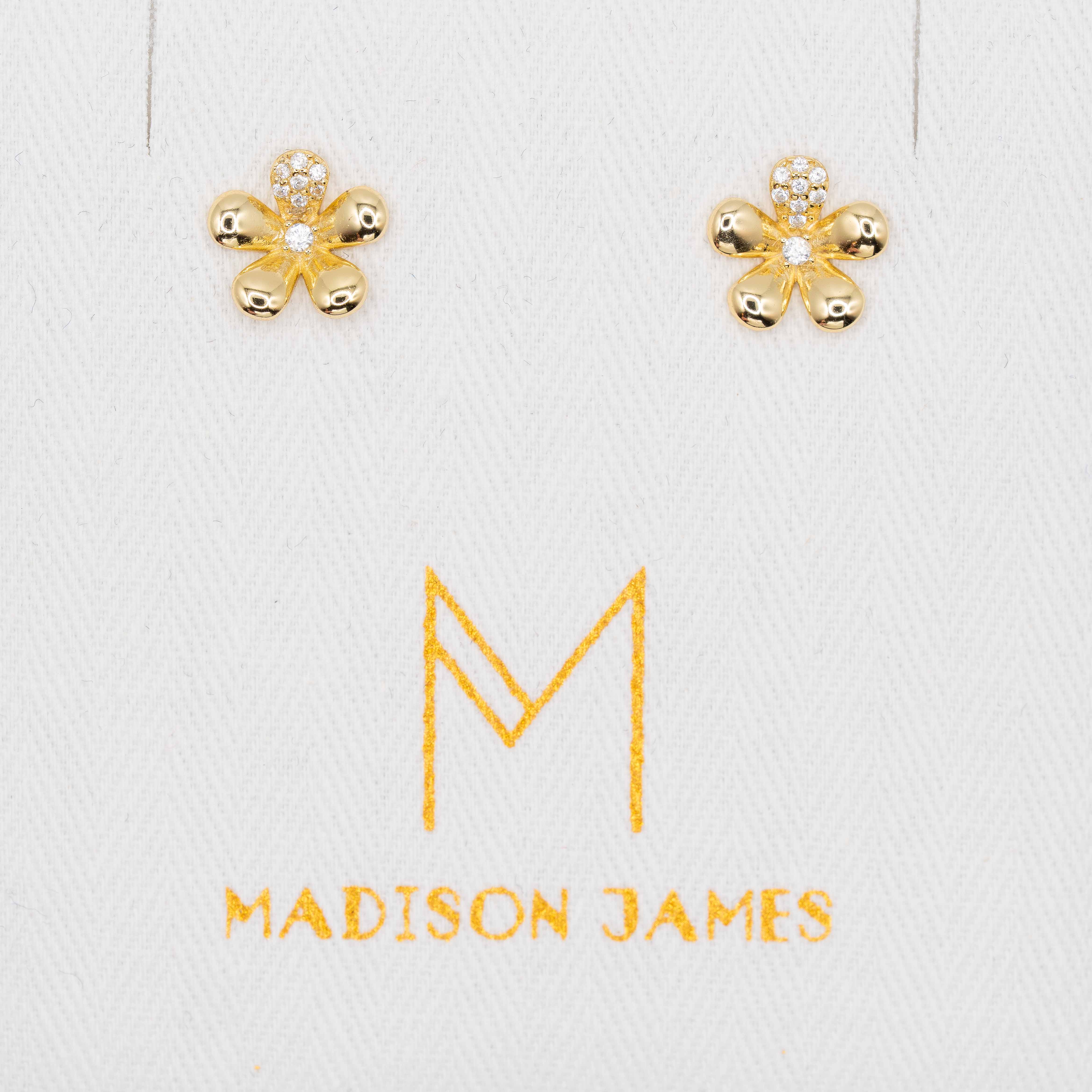 Audrey Gold Daisy Pave Stud Earrings