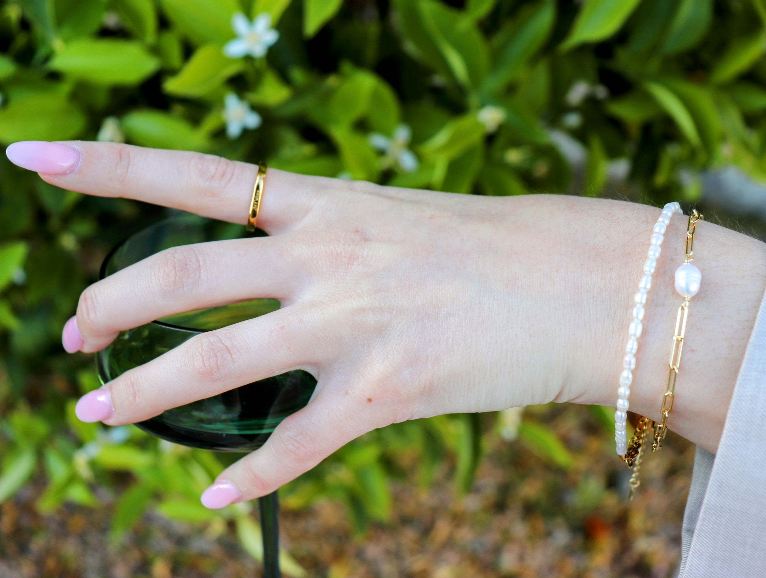 Je t'aime Engraved Gold Geometric Ring