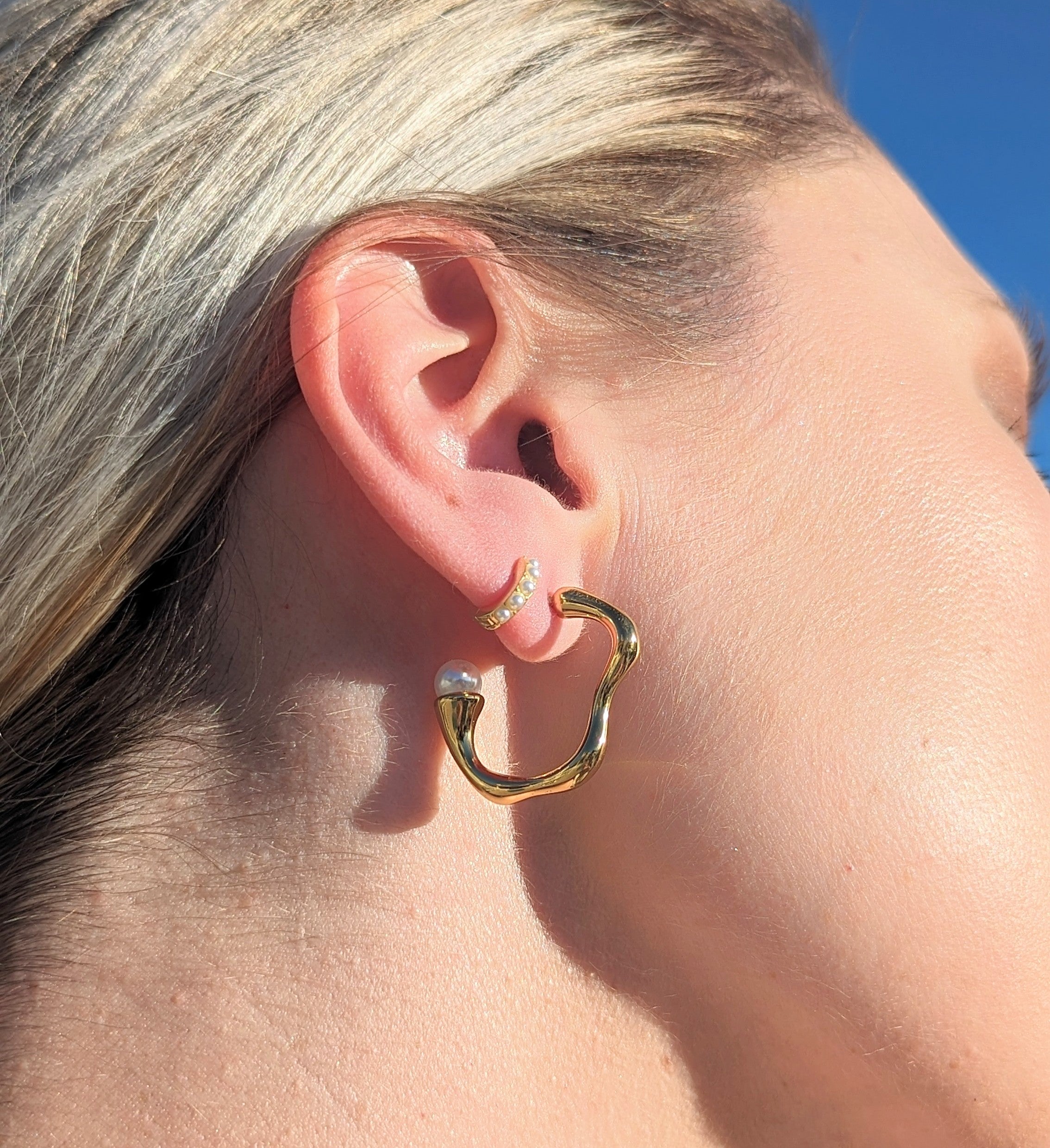 Charlotte Gold Vermeil Pearl Huggie Earrings