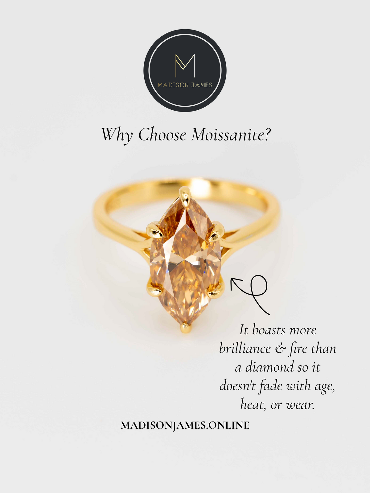 Vivienne Champagne Moissanite Ring