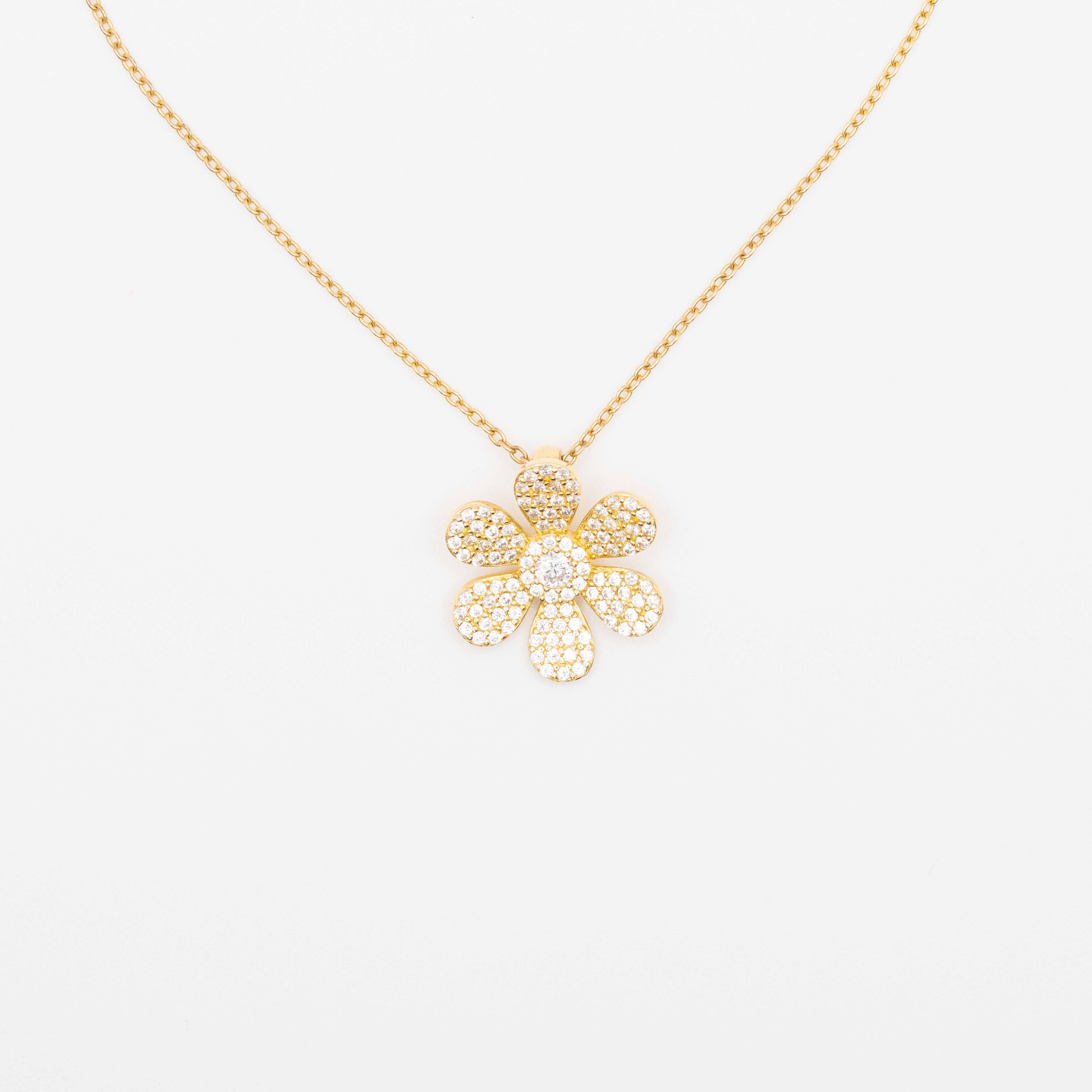 Audrey Gold Daisy Pave Necklace