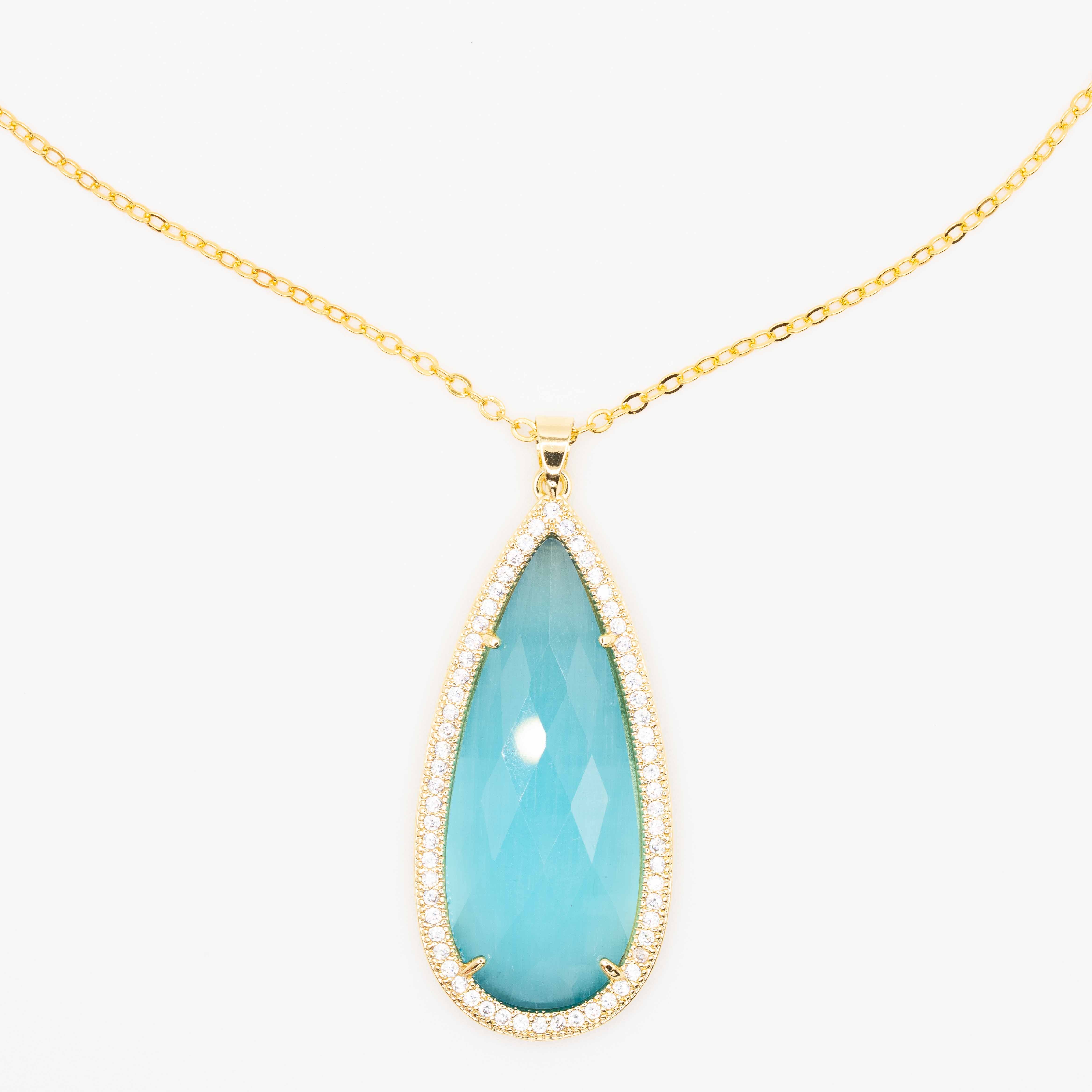 Maren Gold Cat's Eye Drop Pendant Necklace