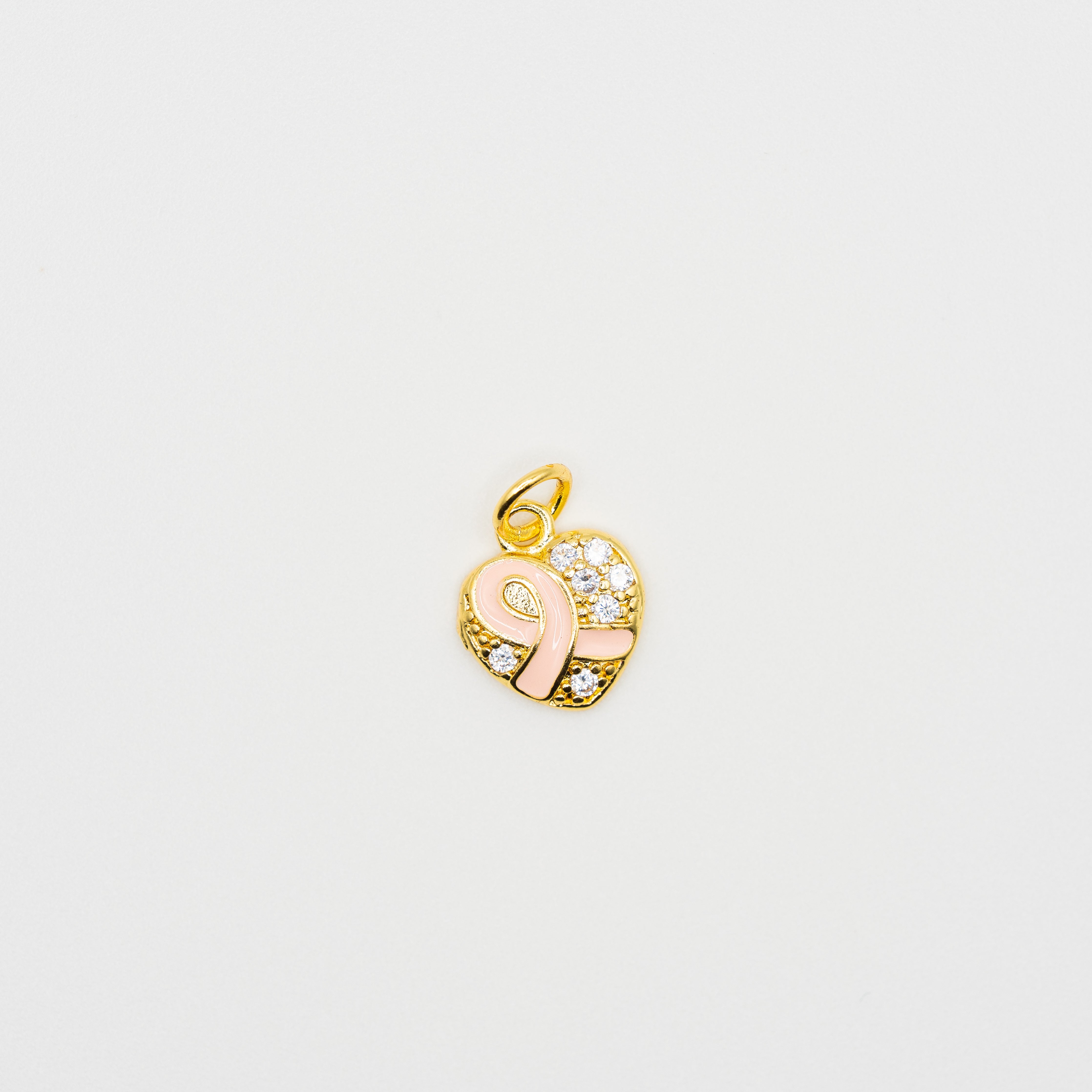 Gold Breast Cancer Awarness Heart Charm