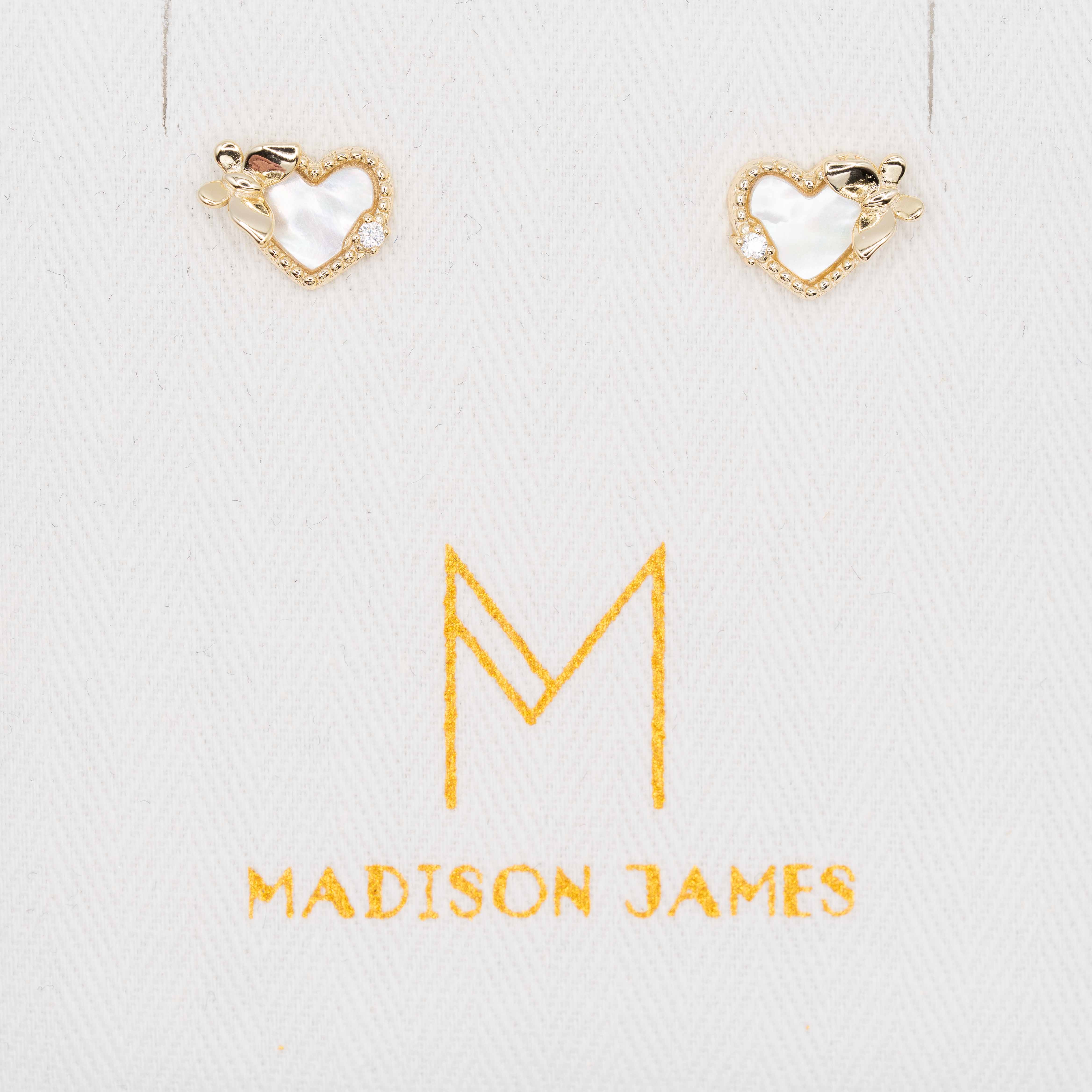 Brigitte Gold Mop Butterfly Heart Stud Earrings *Limited Edition*
