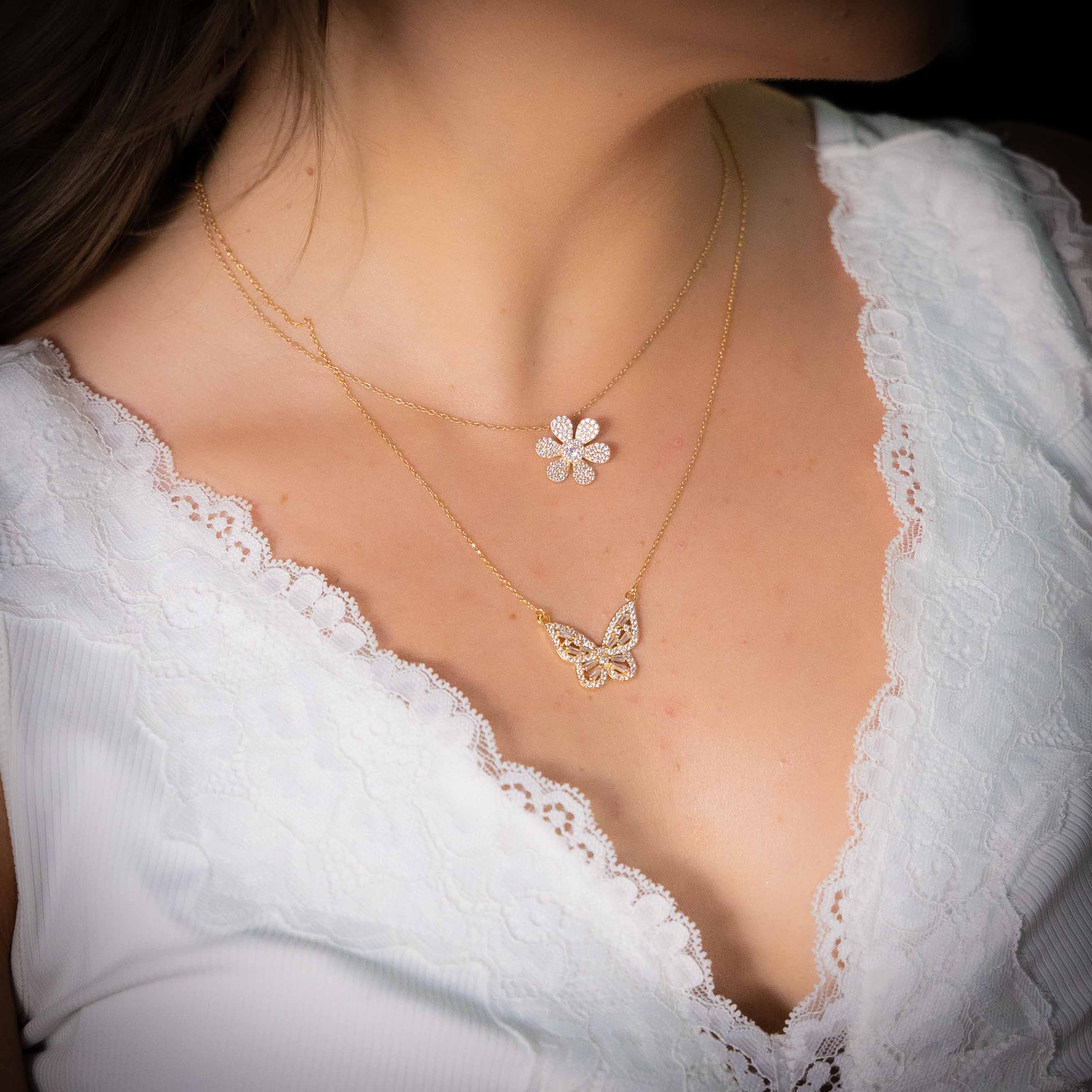 Beverly Crystal Butterfly Necklace