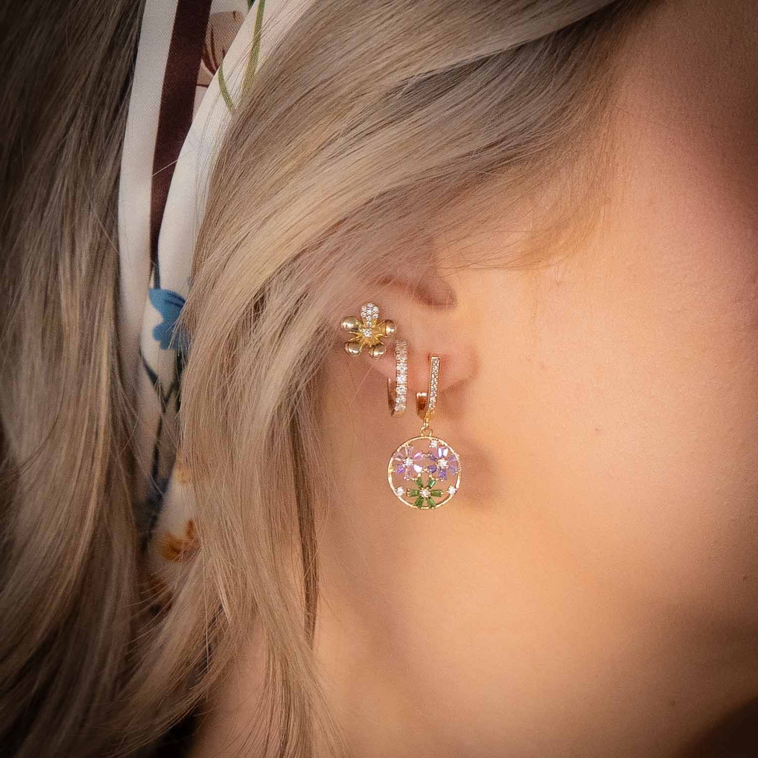 Audrey Gold Daisy Pave Stud Earrings