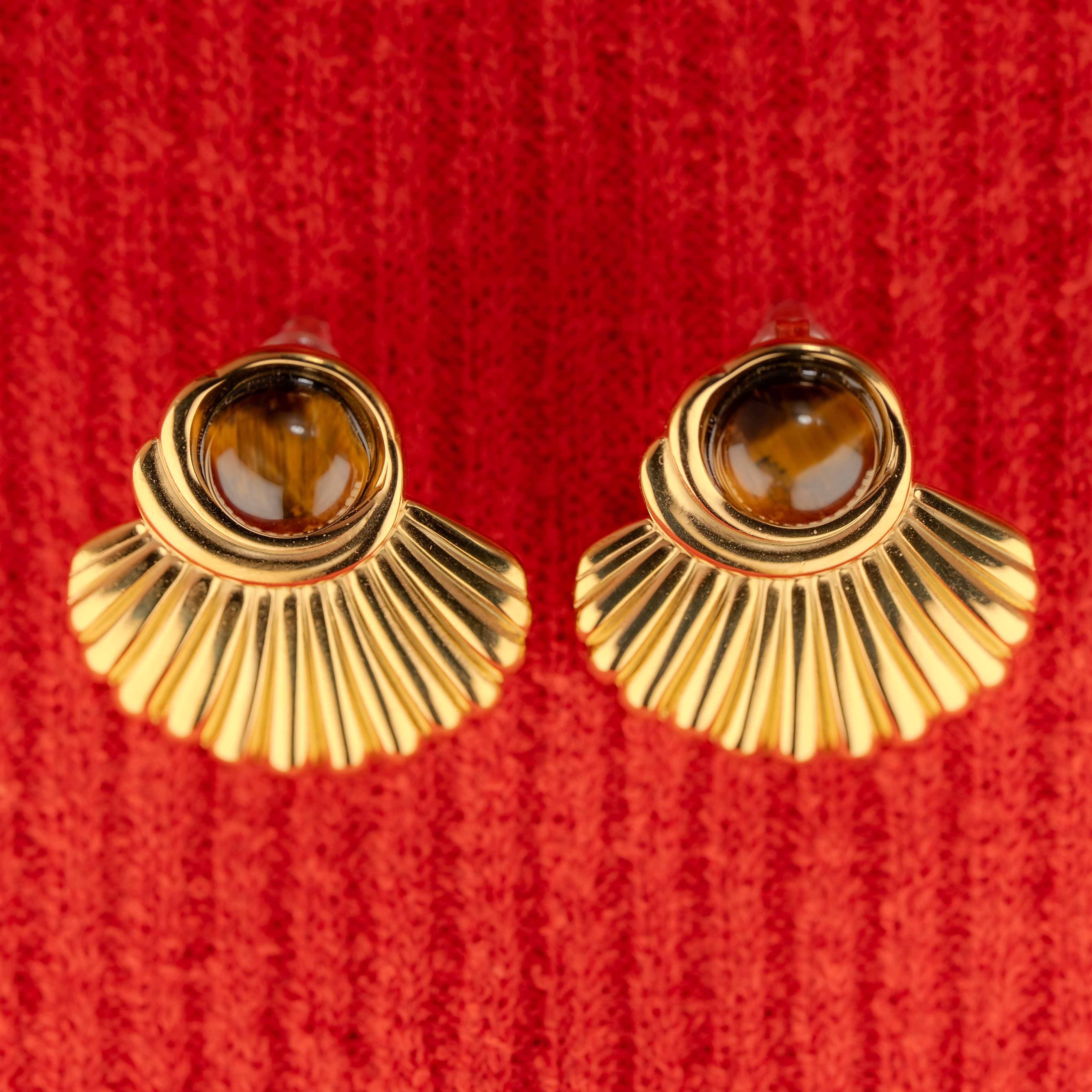 Chloë Tiger's Eye Winged Stud Earrings