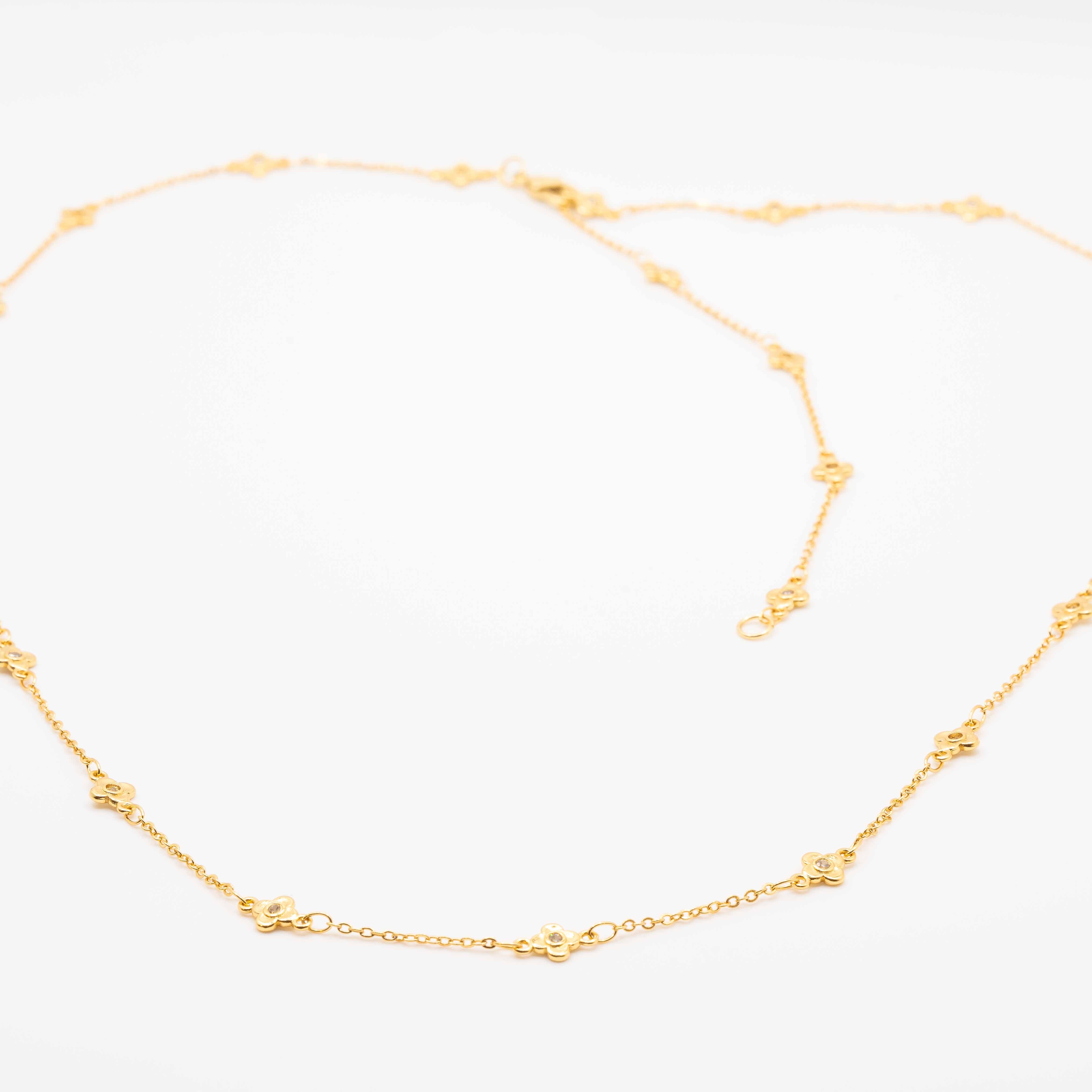 Clover Gold Crystal Necklace