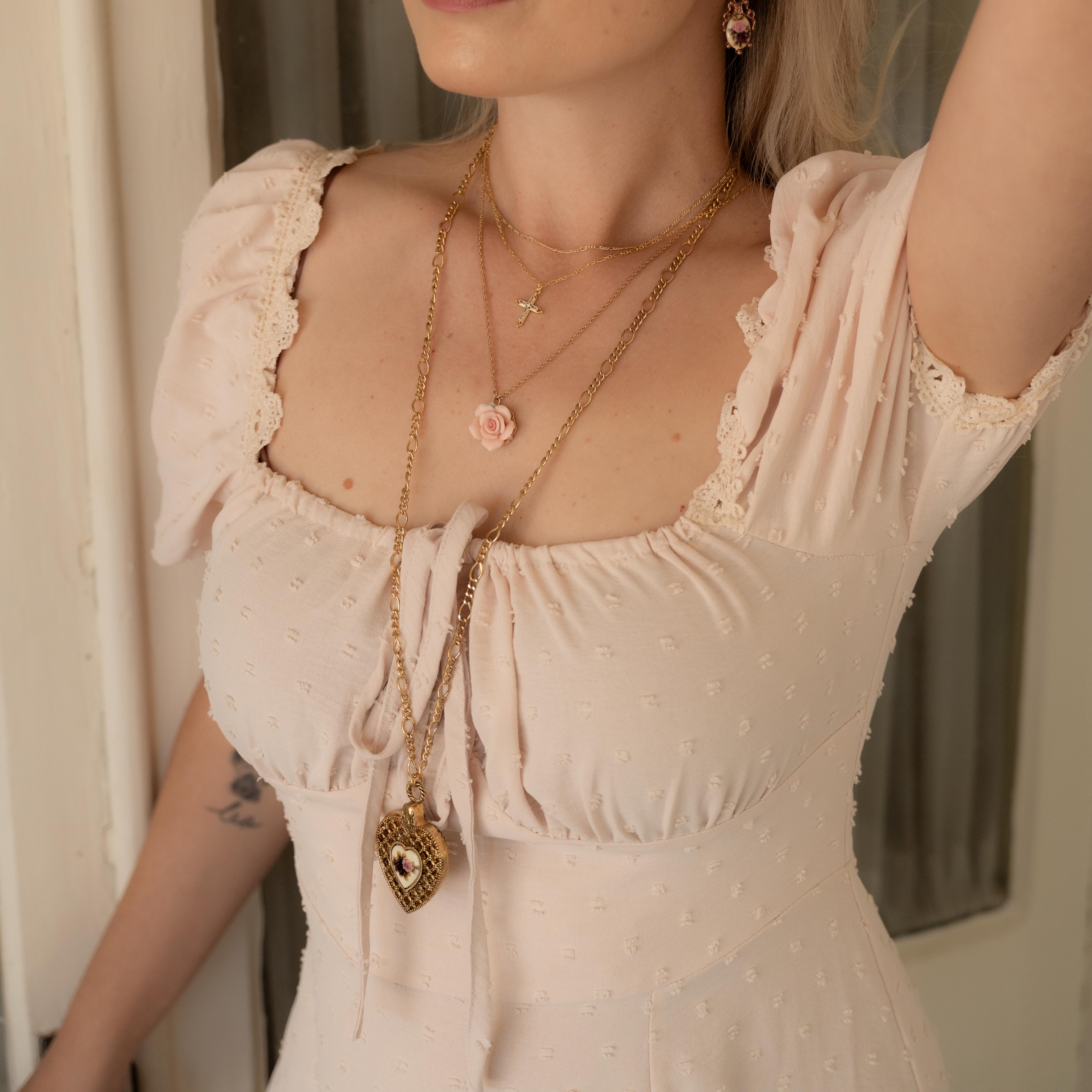 Sophie Floral Heart Mirror Necklace