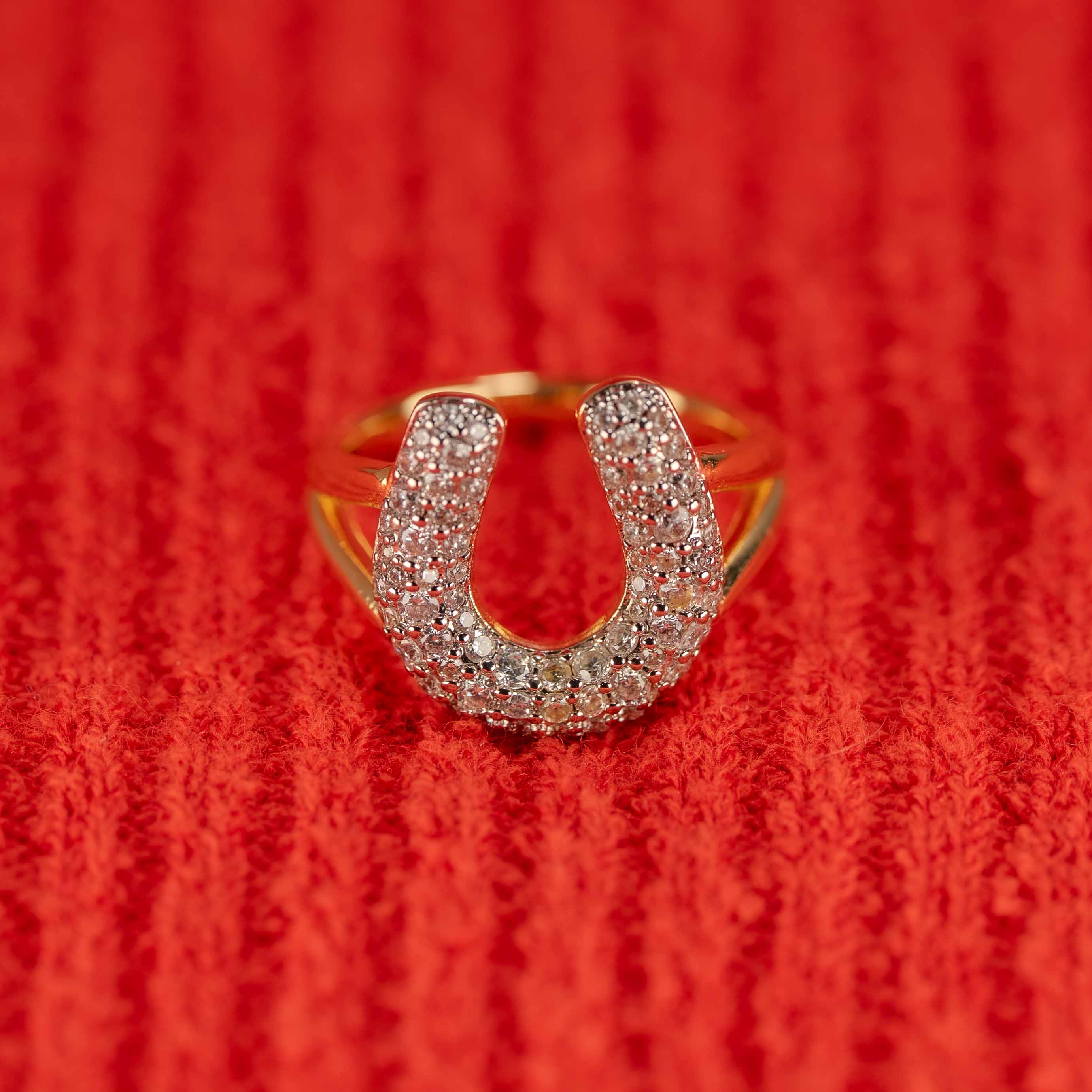 Honey Pavé Horseshoe Ring