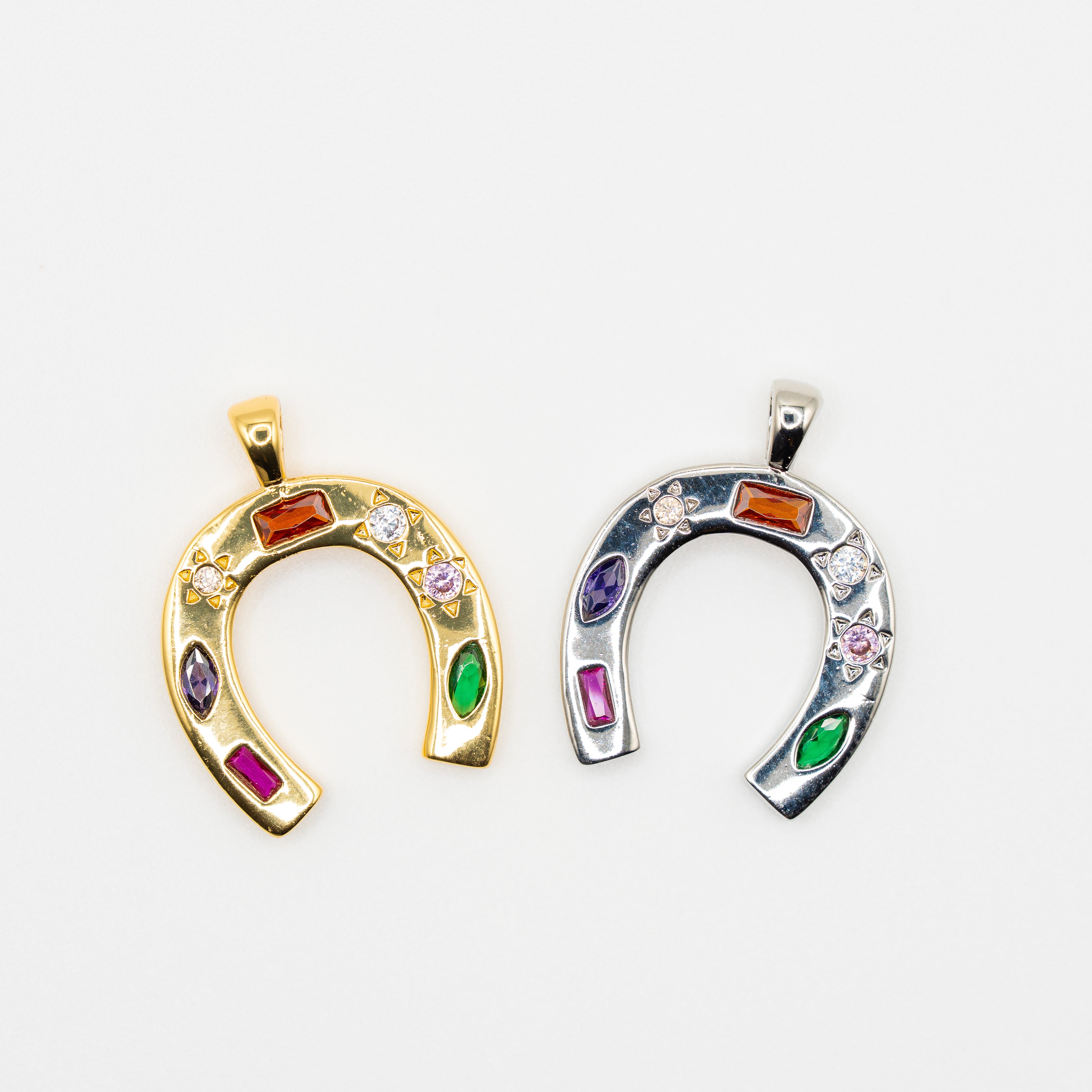 Gemstone Horseshoe Charm