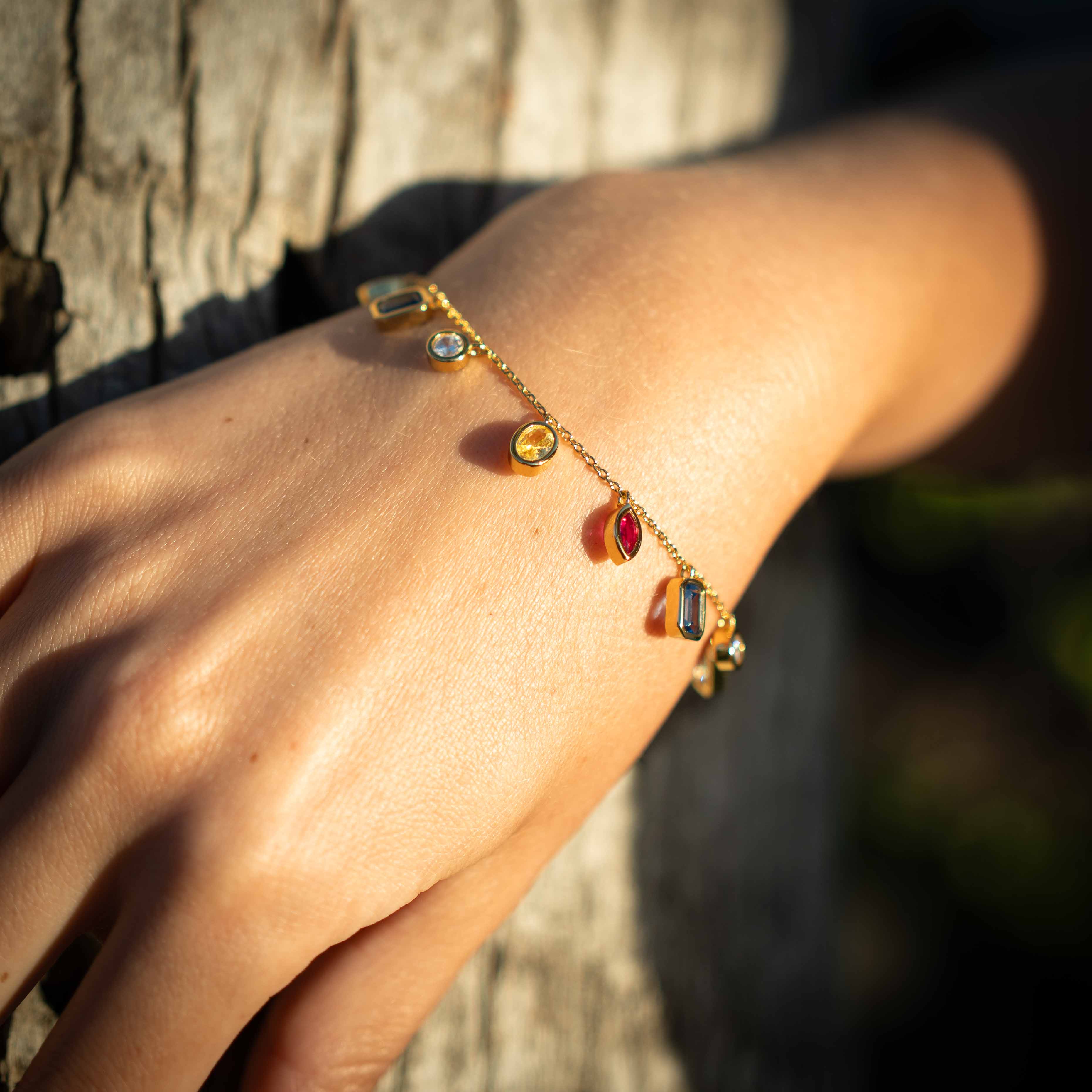 Juliet Gemstone Drop Shaker Bracelet