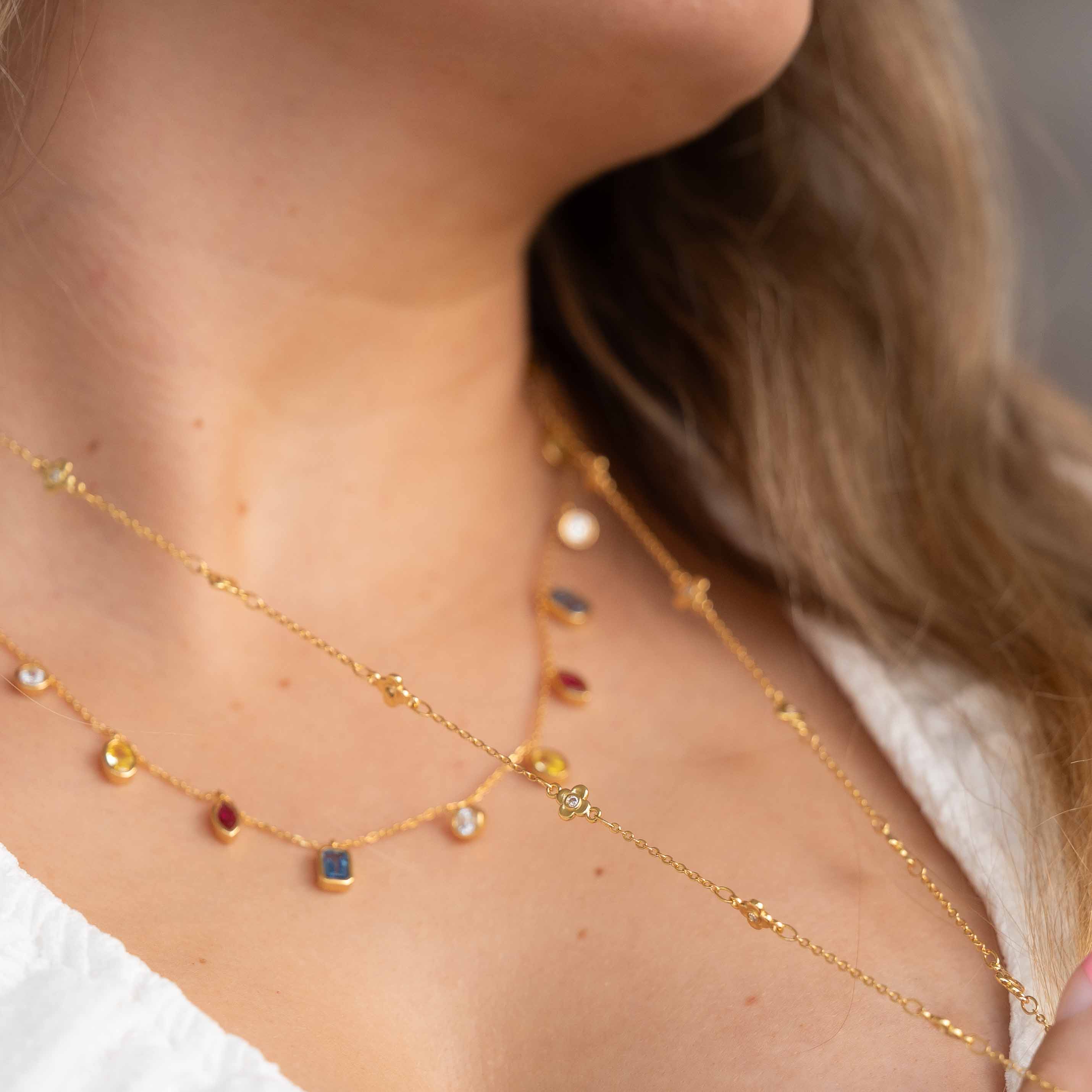 Clover Gold Crystal Necklace