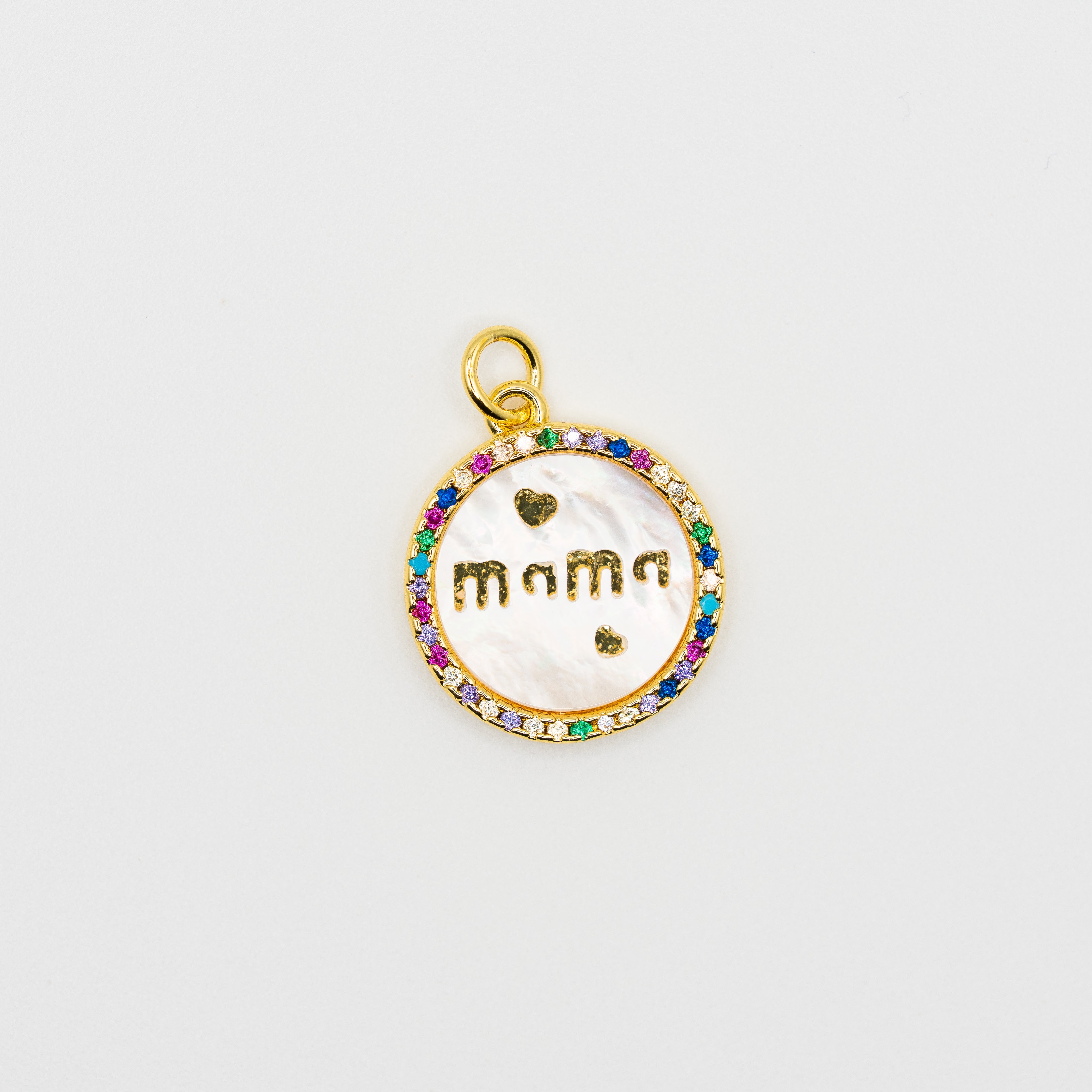 Mama Gold Micropave Colored Gemstone Charm