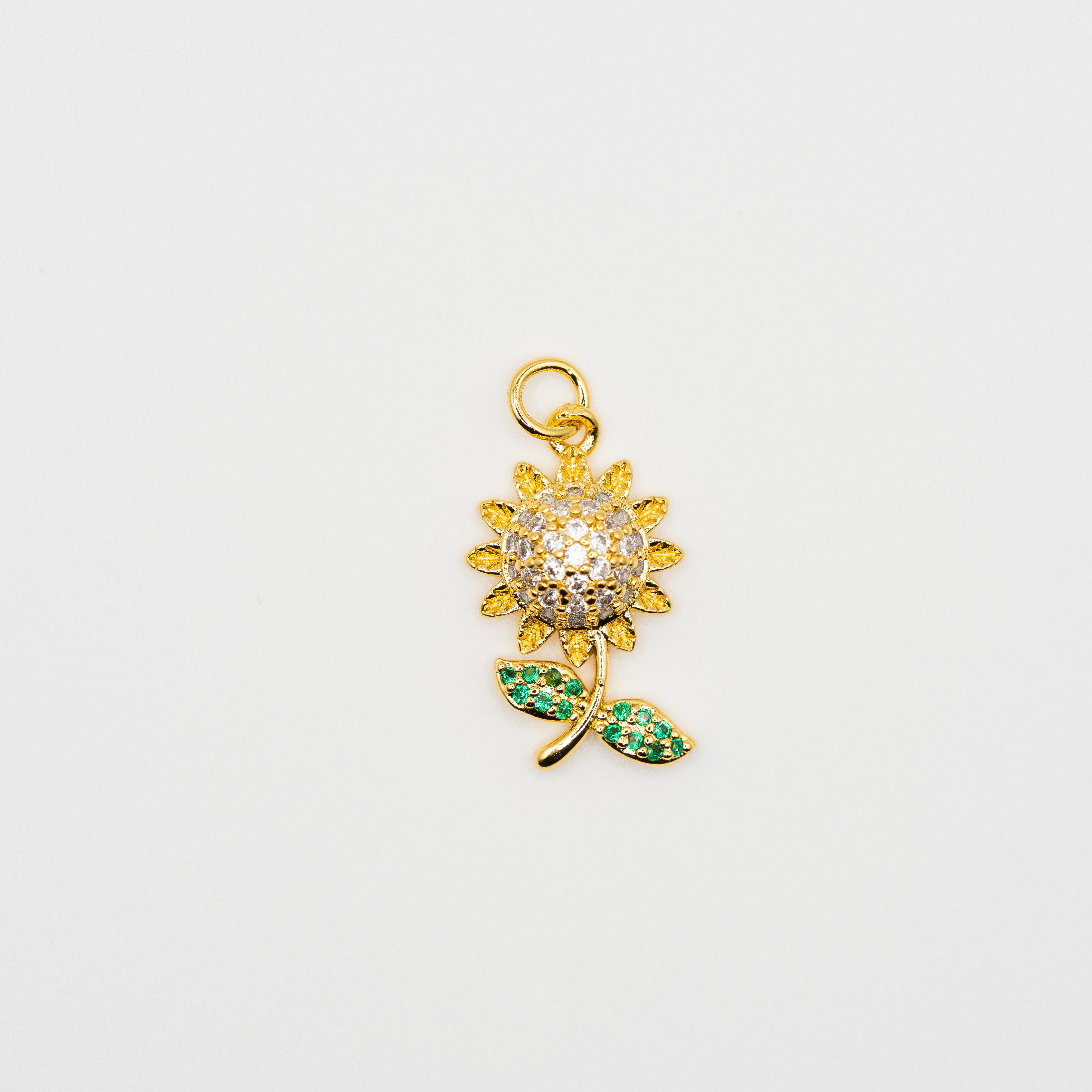 Gold Micropave Sunflower Charm
